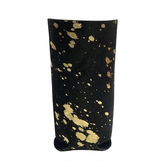 Showman Black and Gold Acid Wash Hair on Cowhide Slim Can Cooler - Picture 1 of 4